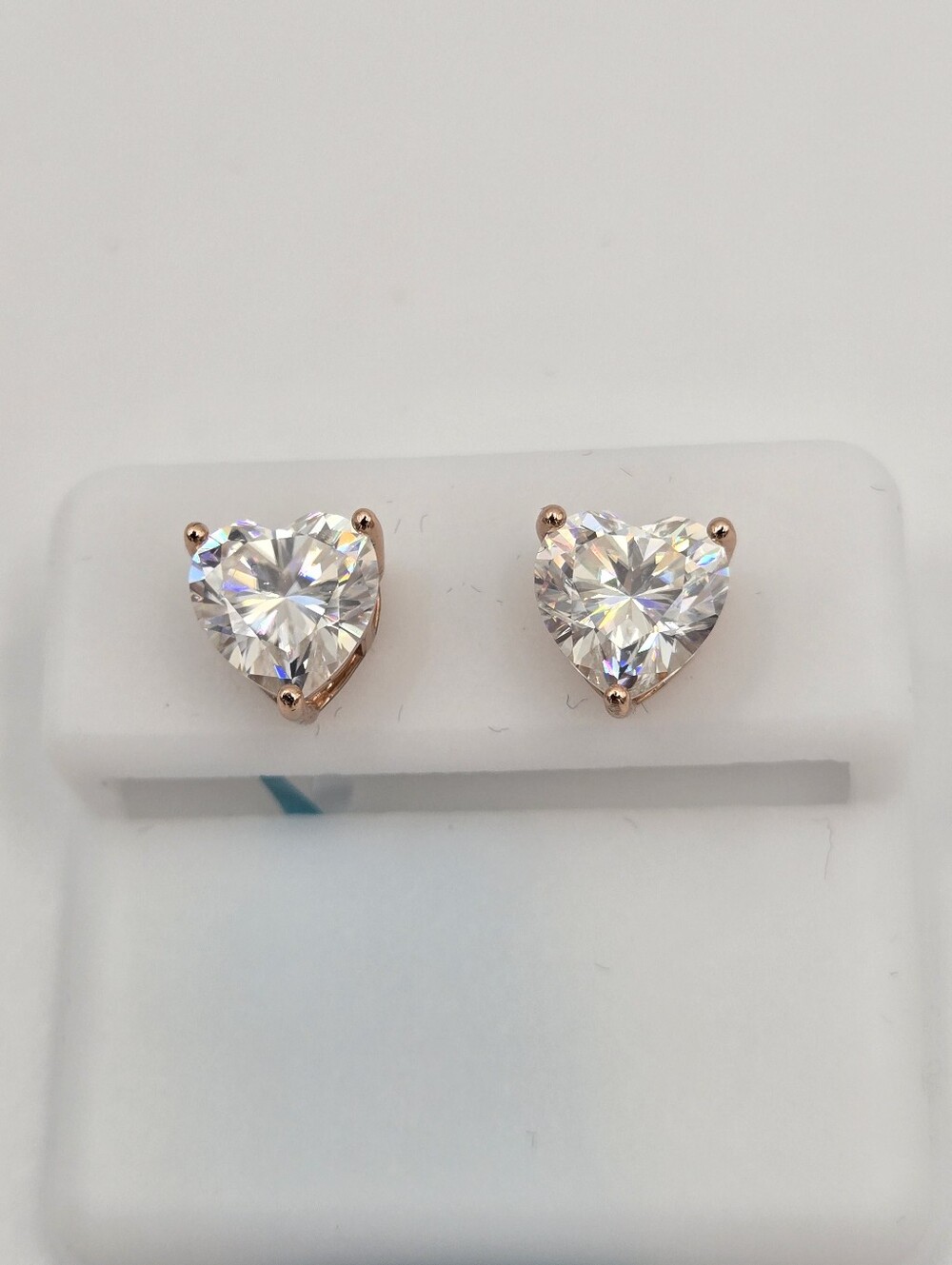 Moissanite 4 CT Heart Shape Earrings Rose Gold Over 925 Sterling Silver NWT